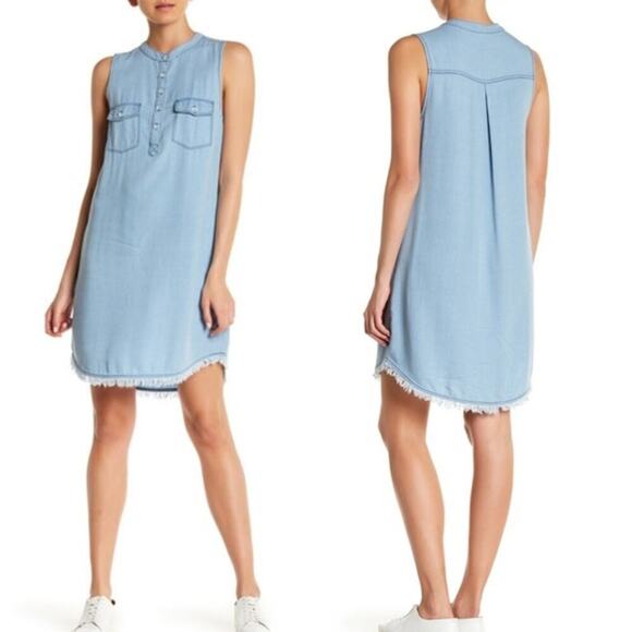 Splendid Indigo Chambray Raw Hem Dress XS - Picture 1 of 5